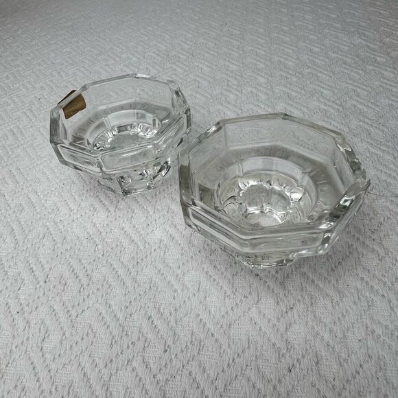Set Of 2 Luminarc Genuine Crystal Candle Holders  1.75" tall Clear Glass Octime - Picture 1 of 11
